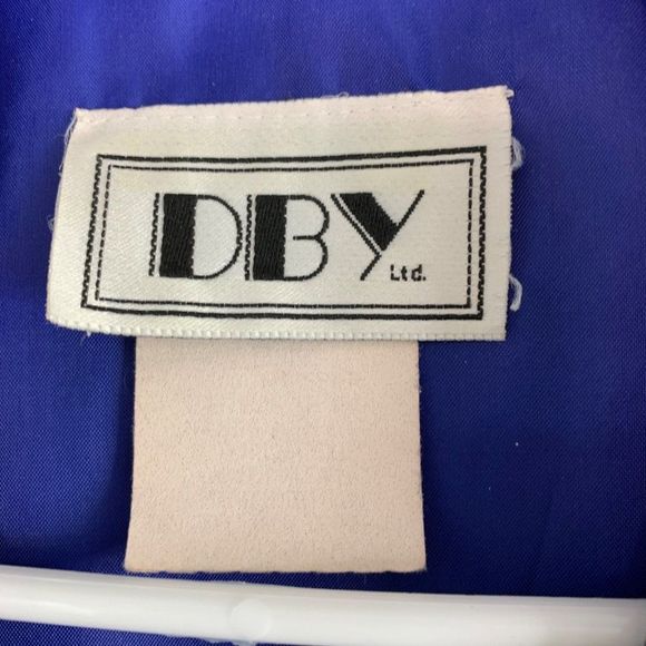 80s DBY ltd Womens VTG Navy Pin Stripe Pant Suit Sz 13/14 Double Breast 6275 - Picture 4 of 8